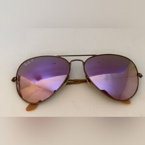Ray-Ban P Aviator Sunglasses with Purple Mirrored Lenses